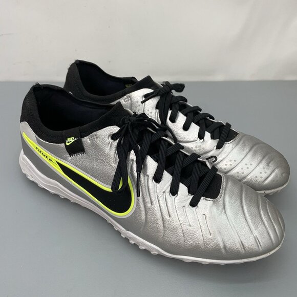 Nike Tiempo Soccer Cleats Legend 10 Pro TF Turf Metallic Silver Mens 10.5 - Picture 1 of 15